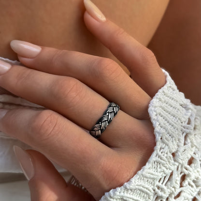 Sterling Silver 6 mm Braided Band Ring