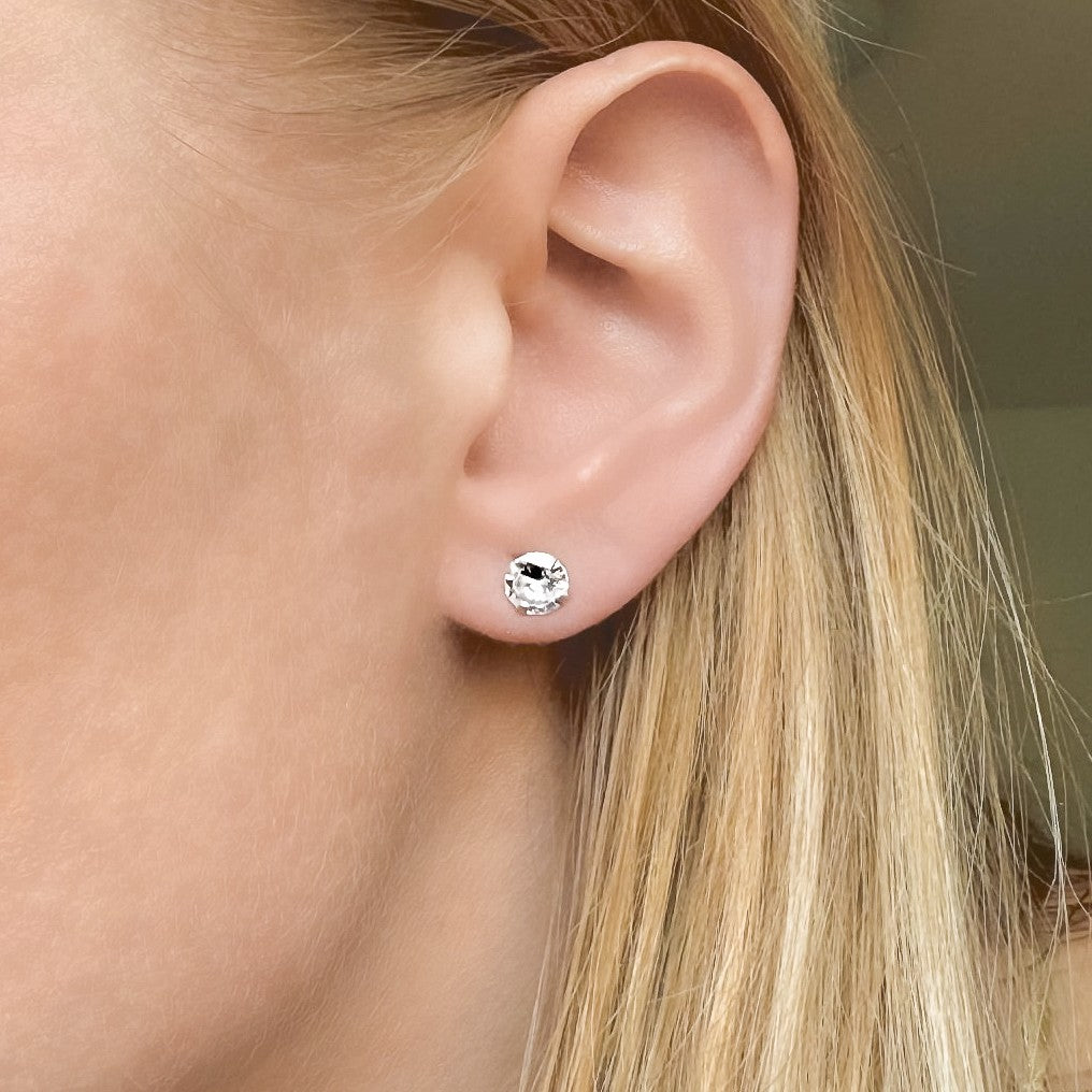 Sterling Silver 3 - 8 mm CZ Crystal Studs