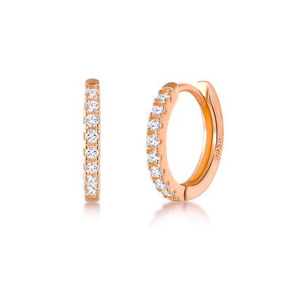 Silver Rose Gold Plated 12 - 20 CZ Hoops