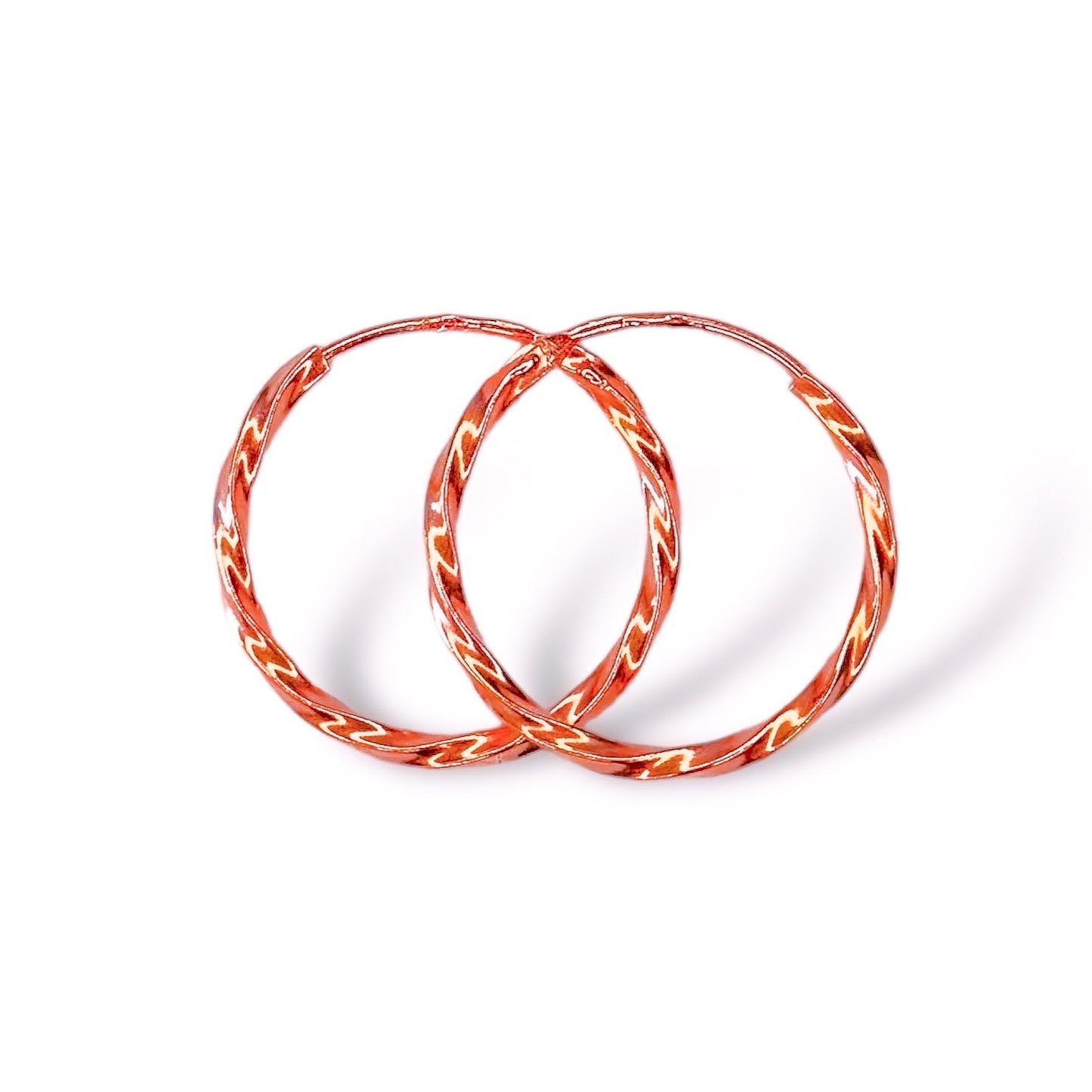 Sterling Silver Rose Gold Plated Twisted Hoops