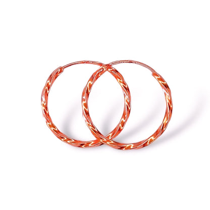 Sterling Silver Rose Gold Plated Twisted Hoops