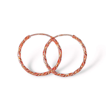 Sterling Silver Rose Gold Plated Twisted Hoops