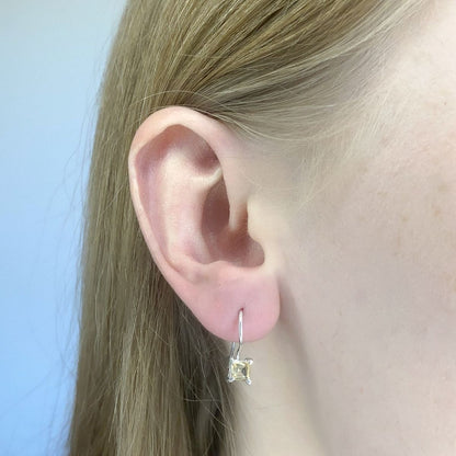 Sterling Silver Square Citrine Drop Earrings