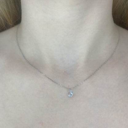 Sterling Silver Rhodium Plated CZ Crystal Necklace