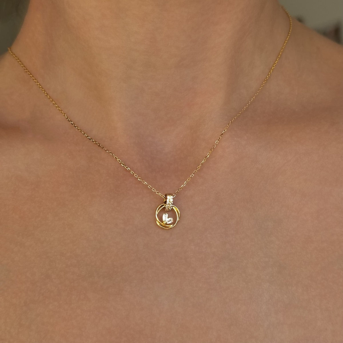 Sterling Silver Gold Plated Circle Necklace