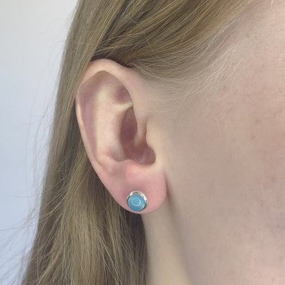 Sterling Silver Round Chalcedony Studs