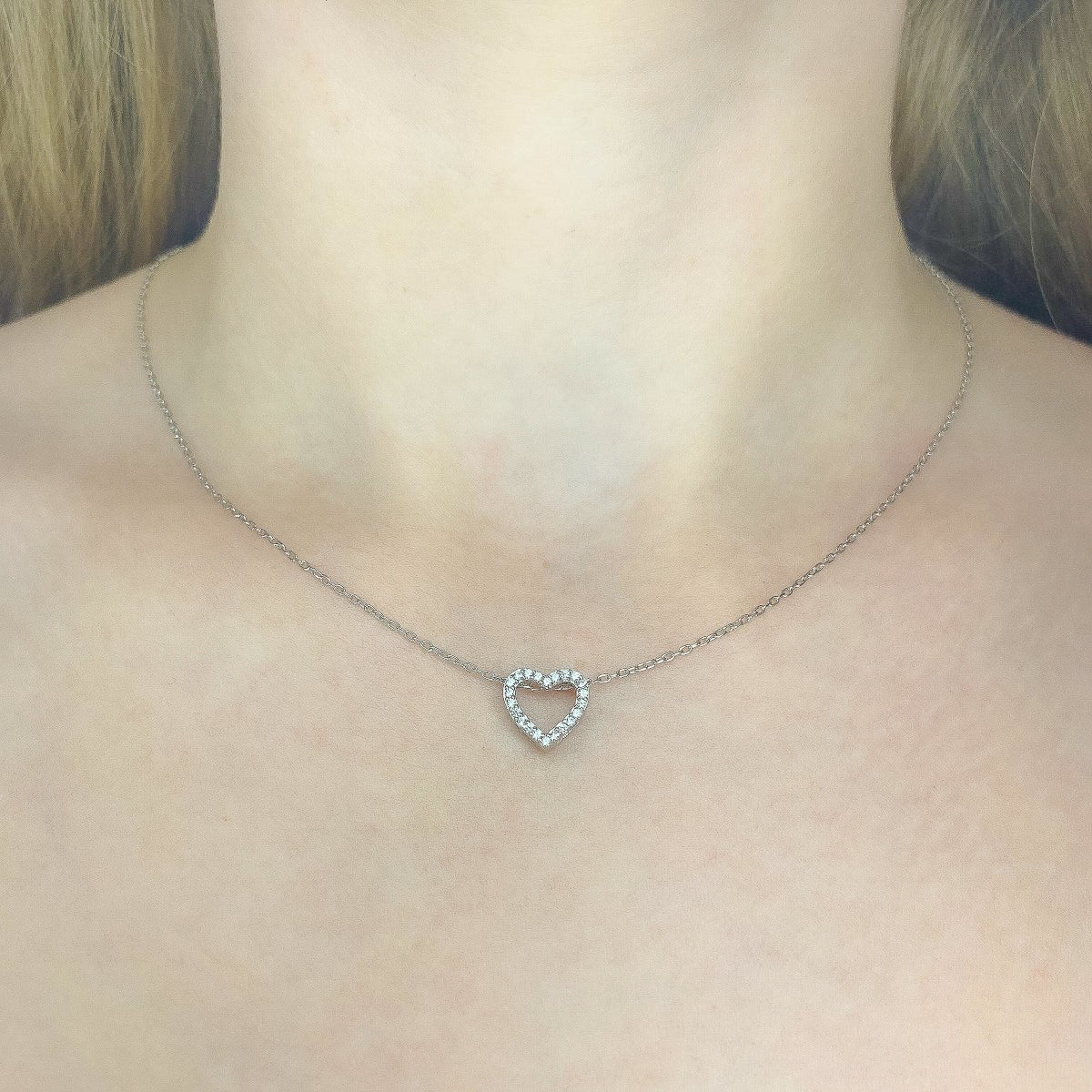 Sterling Silver Rhodium Plated Swarovski Necklace