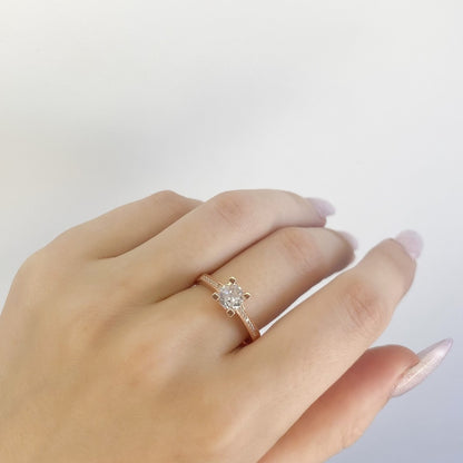 Silver Rose Gold Plated CZ Crystal Ring