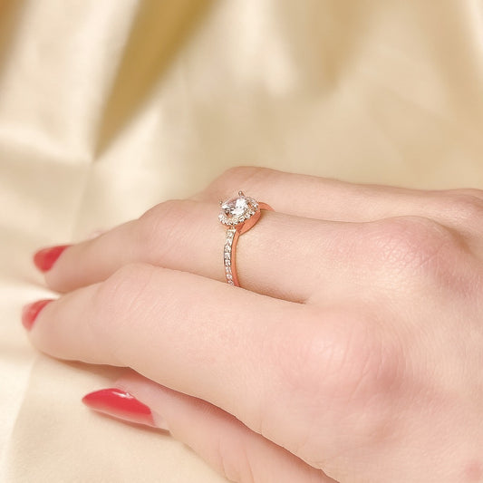 Sterling Silver Rose Gold Plated CZ Ring "Soleste"