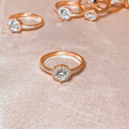 Sterling Silver Rose Gold Plated CZ Ring "Soleste"