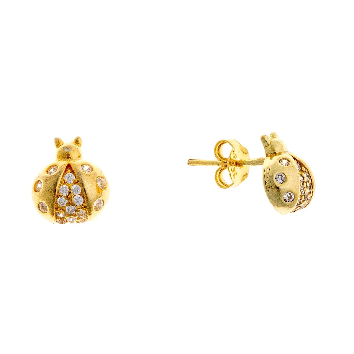 Sterling Silver Gold Plated "Ladybirds" with CZ