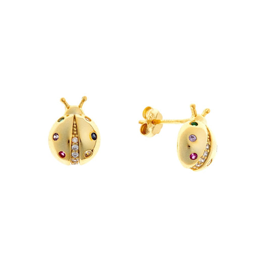 Sterling Silver Gold Plated "Ladybirds" with CZ