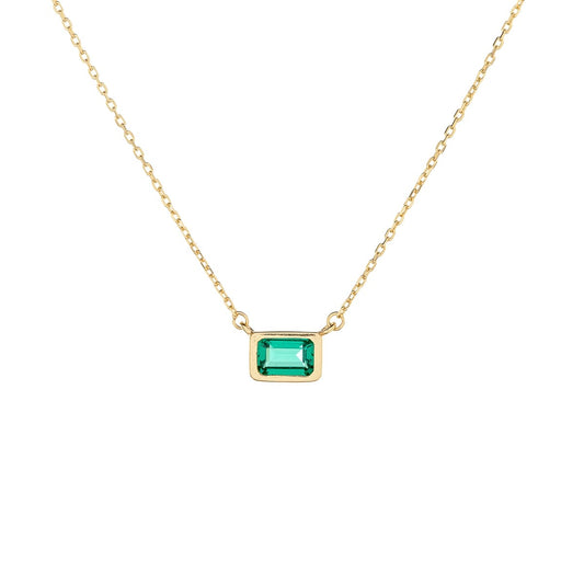 Sterling Silver Gold Plated Rectangle CZ Necklace