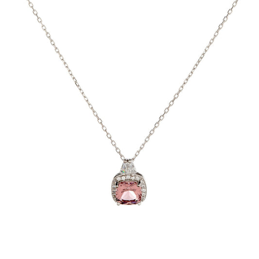 Sterling Silver Rhodium Plated CZ Pendant Necklace