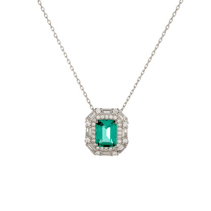 Sterling Silver Rhodium Plated CZ Pendant Necklace