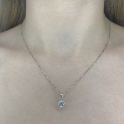 Sterling Silver Rhodium Plated Round CZ Necklace