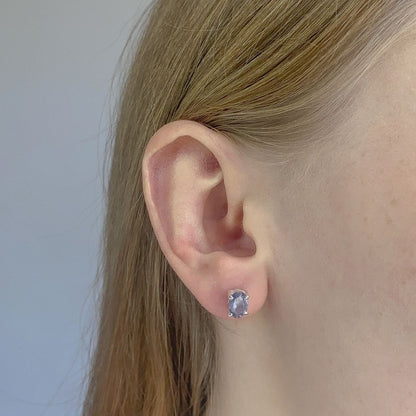 Sterling Silver Oval Iolite Studs