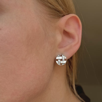 Sterling Silver Rhodium Plated Round CZ Studs