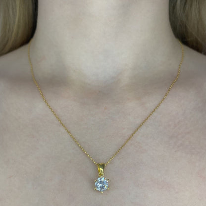 Sterling Silver Gold Plated CZ Crystal Necklace