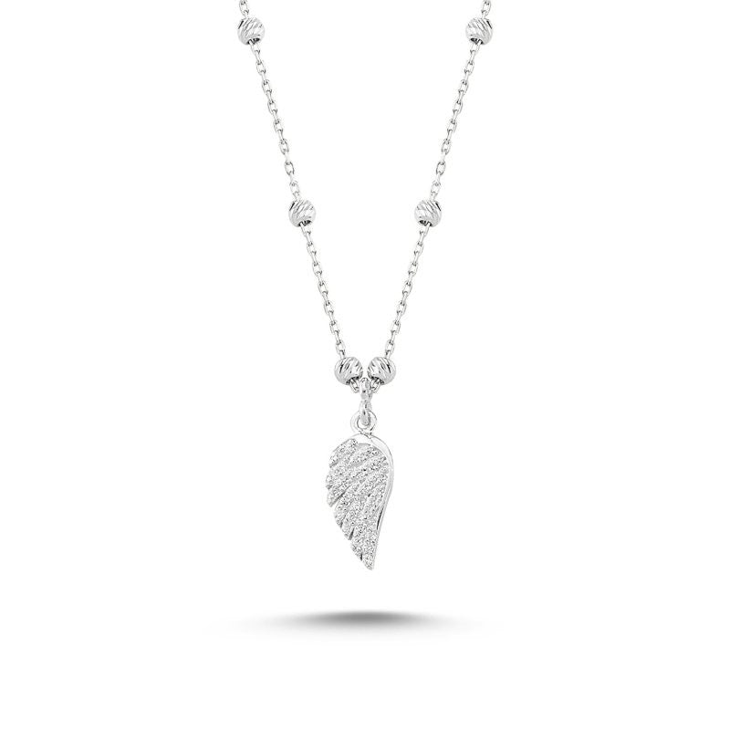 Sterling Silver Rhodium Plated Necklace "Half a Wing"