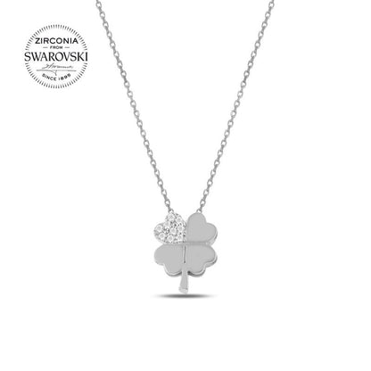 Sterling Silver Rhodium Plated Swarovski Necklace