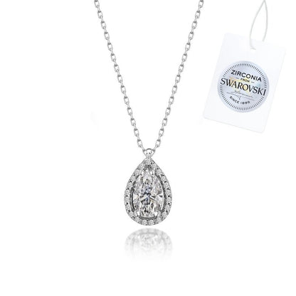 Sterling Silver Rhodium Plated Swarovski Necklace