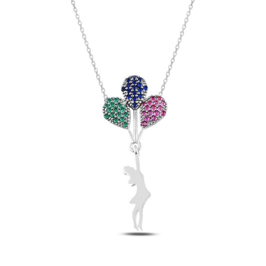 Sterling Silver Rhodium Plated "Balloons" Necklace