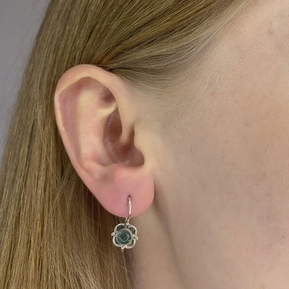 Sterling Silver Apatite Flower Earrings