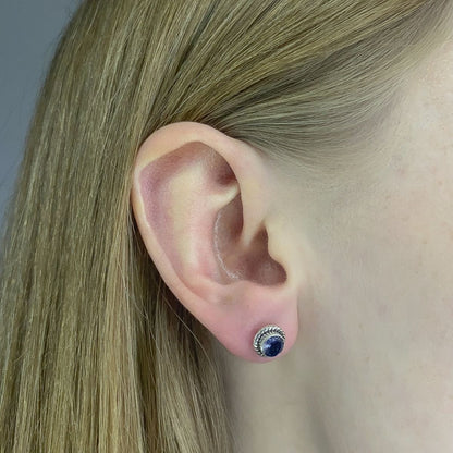 Silver Round Iolite Studs