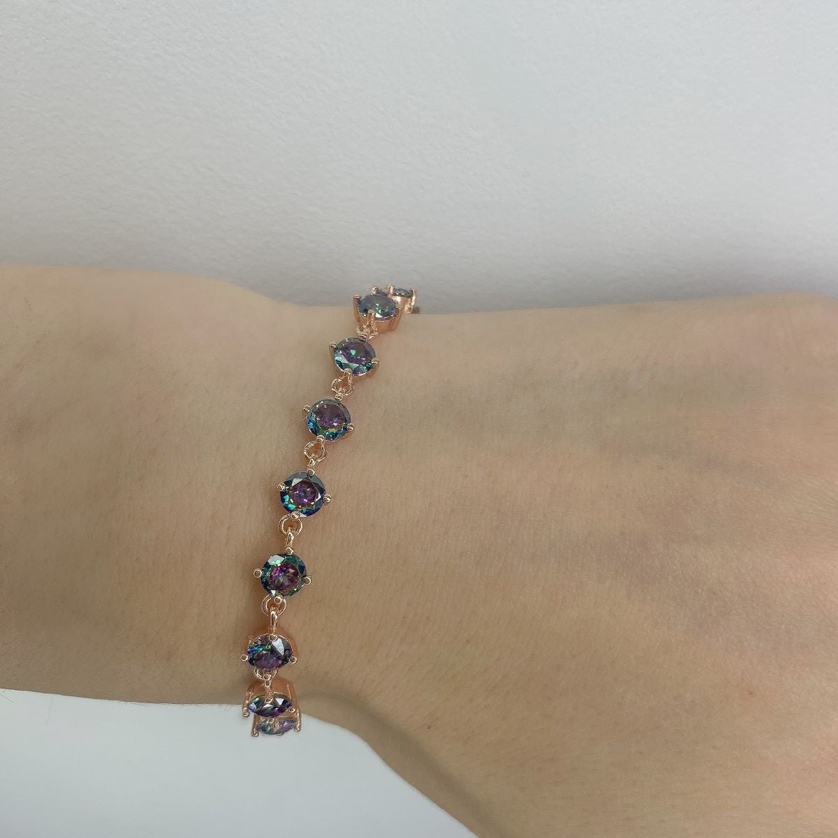 Sterling Silver Rose Gold Plated Mystic Topaz Bracelet