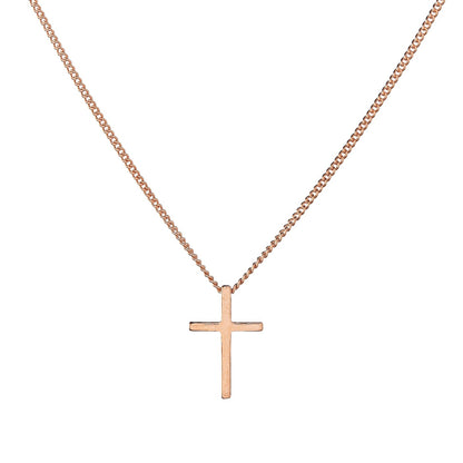 Sterling Silver Rose Gold Plated Cross Pendant Necklace