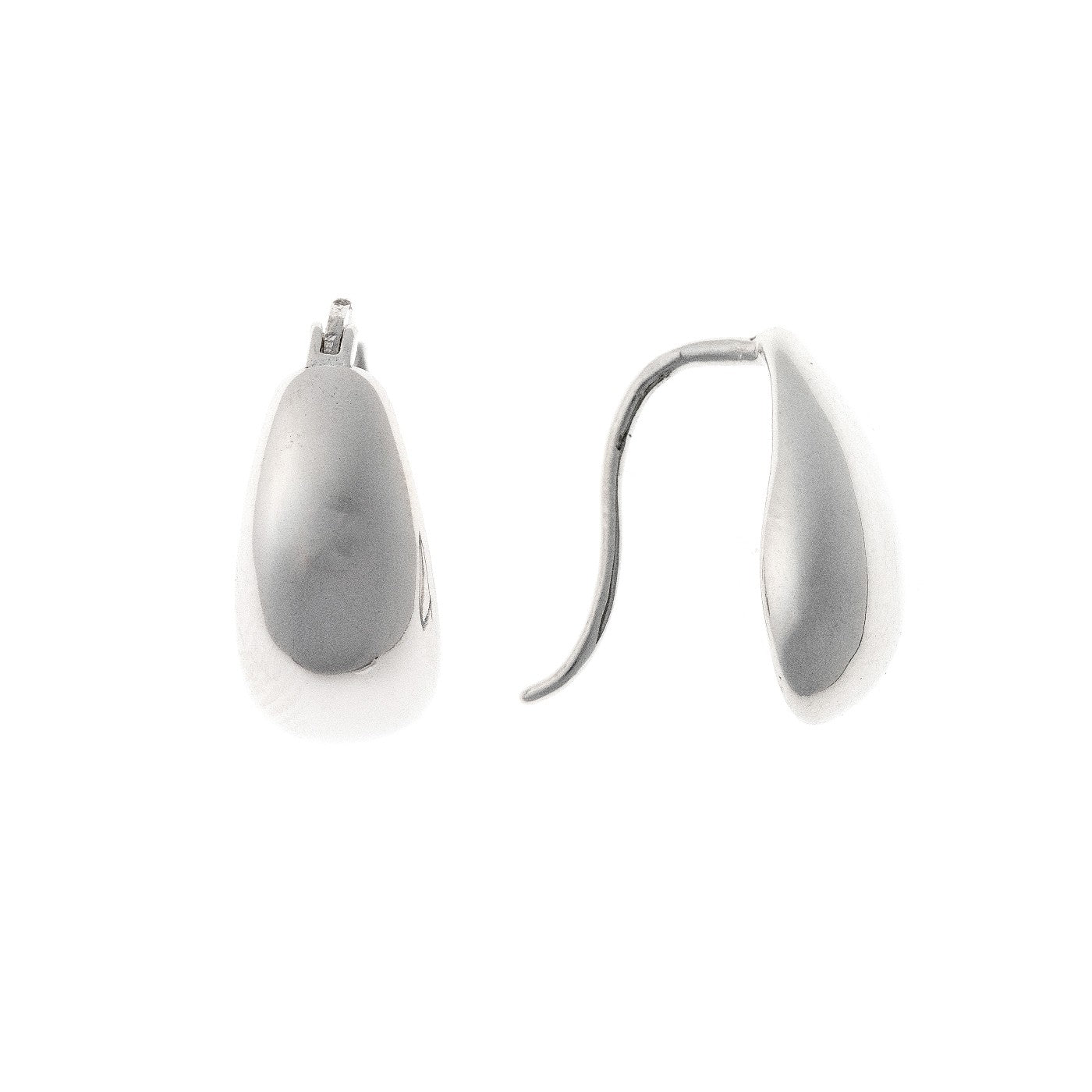 Sterling Silver Rhodium Plated Drop Shaped Earrings