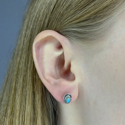 Sterling Silver Oval Labradorite Studs