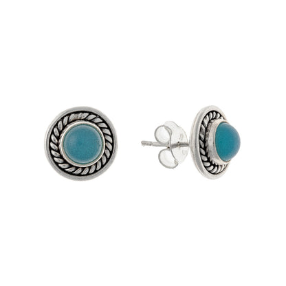 Sterling Silver Chalcedony Studs