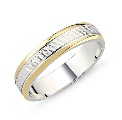 Sterling Silver Rhodium & Gold Plated Band Ring