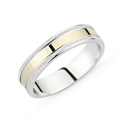 Sterling Silver Rhodium & Gold Plated Band Ring