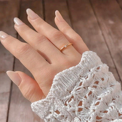 Silver Rose Gold Plated Minimalist CZ Ring