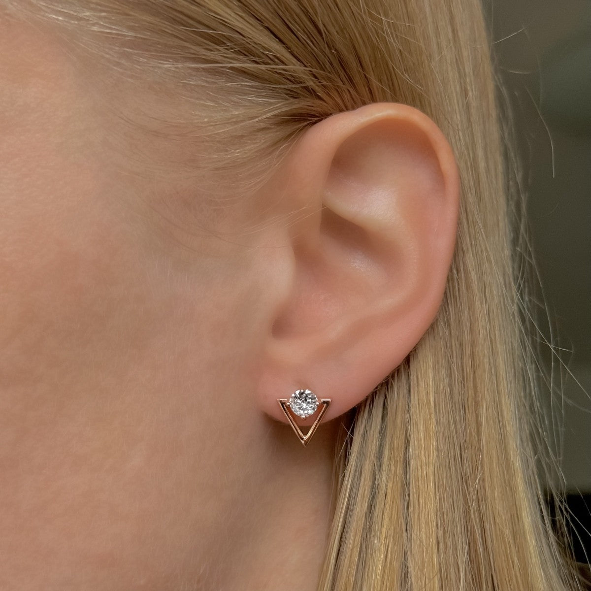 Sterling Silver Rose Gold Plated CZ Studs