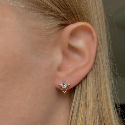 Sterling Silver Rose Gold Plated CZ Studs