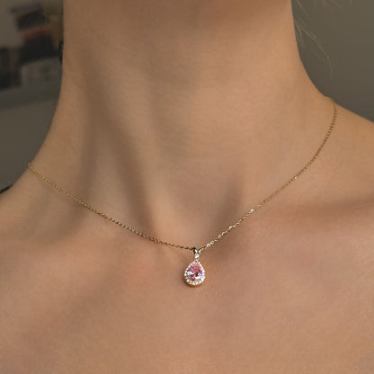 Sterling Silver Gold Plated CZ Teardrop Necklace