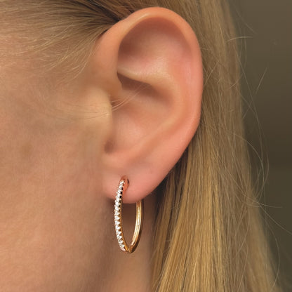 Sterling Silver Rose Gold Plated Hoops with CZ