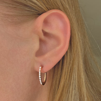 Scandinavian Silver Rose Gold Plated Hoops with CZ