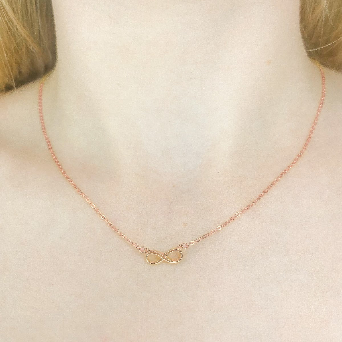 Sterling Silver Rose Gold Plated Infinity Necklace