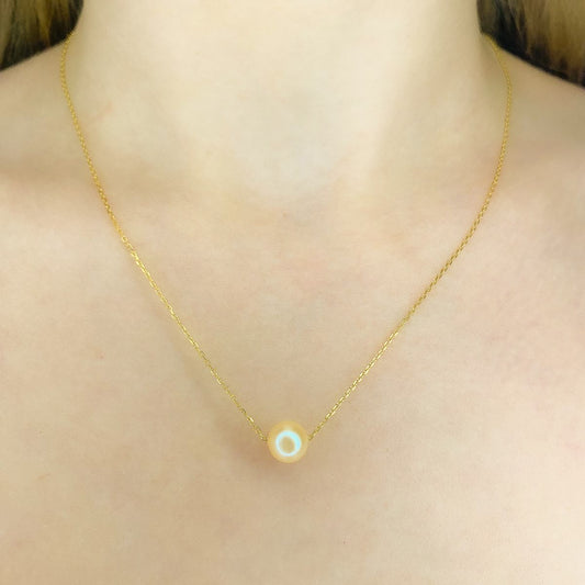 Sterling Silver Gold Plated Pearl Pendant Necklace