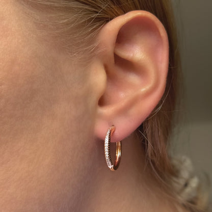 Silver Rose Gold Plated 12 - 20 CZ Hoops