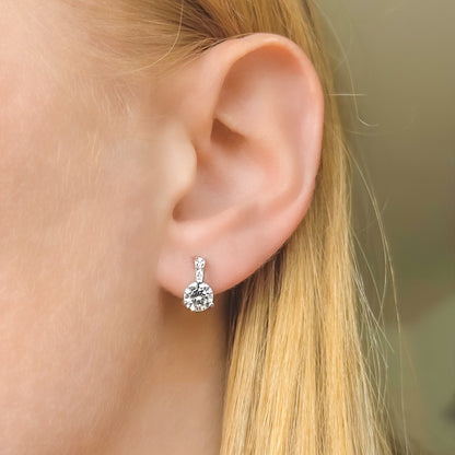 Sterling Silver Rhodium Plated CZ Crystal Stud Earrings