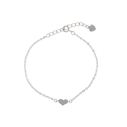 Sterling Silver Rhodium Plated Heart Chain Bracelet