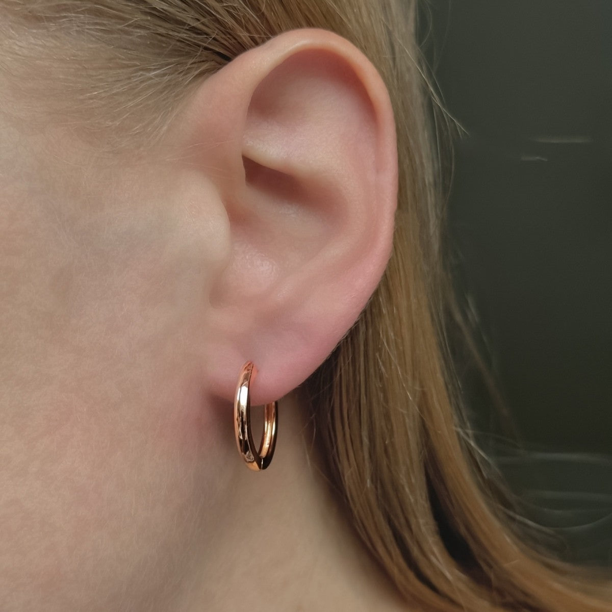 Sterling Silver Rose Gold Plated 12 - 20 mm Hoops