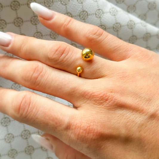 Sterling Silver Gold Plated Bead Ring