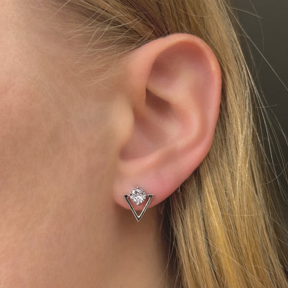 Sterling Silver Rhodium Plated CZ Studs